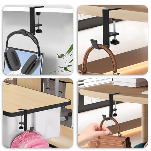 Jeffdad Kopfhörer Ständer, Headset Halterung Kopfhörerhalter Headphone Stand Schreibtisch Kopfhöreraufhänger Kopfhörer Clip Gaming Headset Halterung Halter für Schlüssel Taschen(Einlagiger Haken) Bild 7
