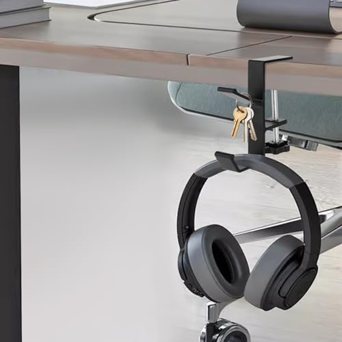 Jeffdad Kopfhörer Ständer, Headset Halterung Mit Doppelhaken Kopfhörerhalter Headphone Stand Schreibtisch Kopfhöreraufhänger Kopfhörer Clip Gaming Headset Halterung Halter(Doppelhaken) Bild 2
