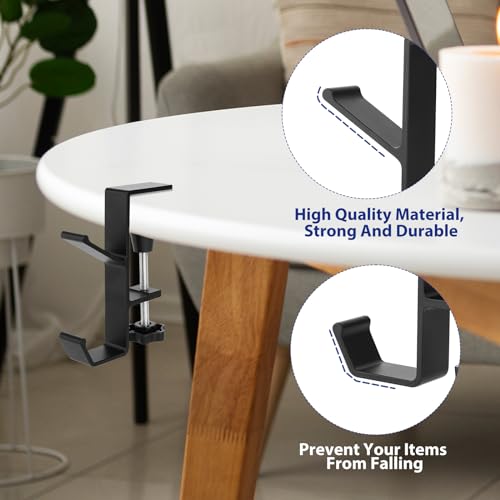 Jeffdad Kopfhörer Ständer, Headset Halterung Mit Doppelhaken Kopfhörerhalter Headphone Stand Schreibtisch Kopfhöreraufhänger Kopfhörer Clip Gaming Headset Halterung Halter(Doppelhaken) Bild 3