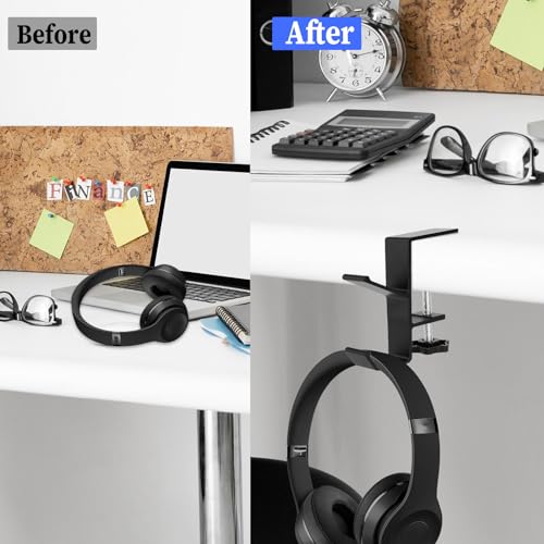 Jeffdad Kopfhörer Ständer, Headset Halterung Mit Doppelhaken Kopfhörerhalter Headphone Stand Schreibtisch Kopfhöreraufhänger Kopfhörer Clip Gaming Headset Halterung Halter(Doppelhaken) Bild 5