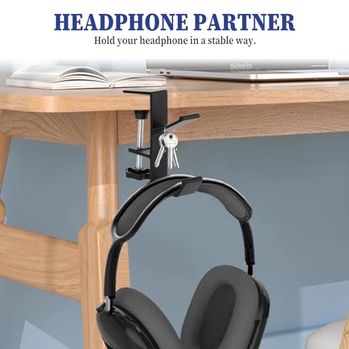 Jeffdad Kopfhörer Ständer, Headset Halterung Mit Doppelhaken Kopfhörerhalter Headphone Stand Schreibtisch Kopfhöreraufhänger Kopfhörer Clip Gaming Headset Halterung Halter(Doppelhaken) Bild 7