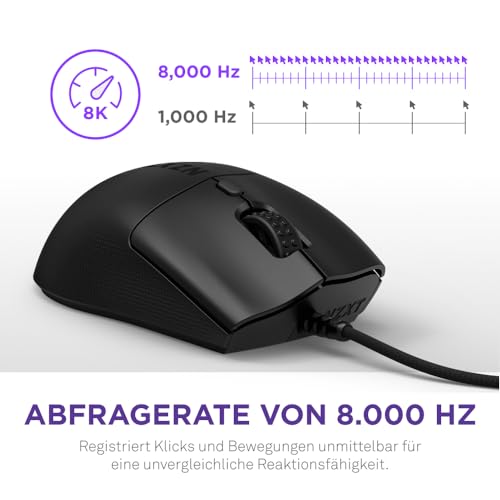 NZXT Lift 2 Ergo | Leichte ergonomische kabelgebundene Gaming-Maus | Leichte 61-g-Konstruktion | 8K-Abfragerate | Optische Switches | Optischer 26K-DPI-Sensor | Füße aus 100% PTFE | Schwarz Bild 3