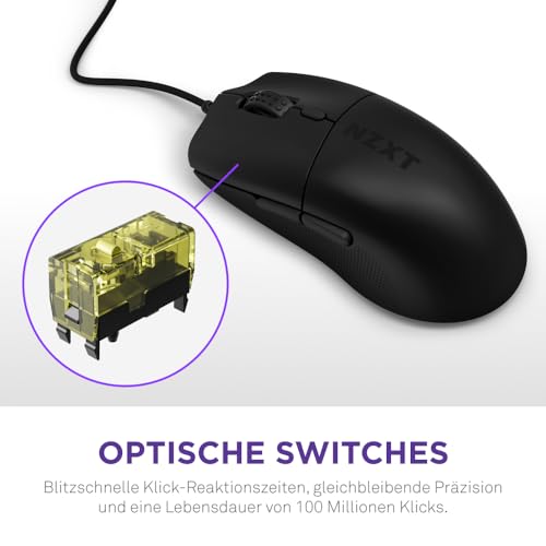 NZXT Lift 2 Ergo | Leichte ergonomische kabelgebundene Gaming-Maus | Leichte 61-g-Konstruktion | 8K-Abfragerate | Optische Switches | Optischer 26K-DPI-Sensor | Füße aus 100% PTFE | Schwarz Bild 5