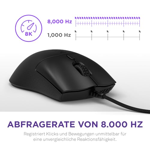 NZXT Lift 2 Symm | Leichte symmetrische kabelgebundene Gaming-Maus | Leichte 58-g-Konstruktion | 8K-Abfragerate | Optische Switches | Optischer 26K-DPI-Sensor | Füße aus 100% PTFE | Schwarz Bild 3