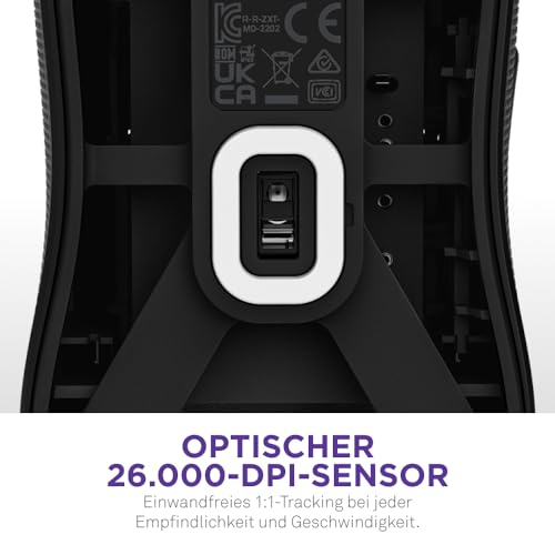 NZXT Lift 2 Symm | Leichte symmetrische kabelgebundene Gaming-Maus | Leichte 58-g-Konstruktion | 8K-Abfragerate | Optische Switches | Optischer 26K-DPI-Sensor | Füße aus 100% PTFE | Schwarz Bild 6