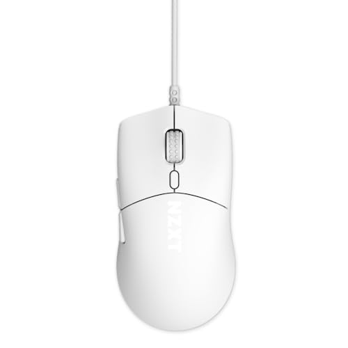 NZXT Lift 2 Symm | Leichte symmetrische kabelgebundene Gaming-Maus | Leichte 58-g-Konstruktion | 8K-Abfragerate | Optische Switches | Optischer 26K-DPI-Sensor | Füße aus 100% PTFE | Weiß Bild 1