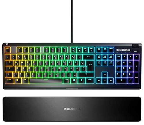 SteelSeries Arctis Nova Pro Wireless - Multi-System Gaming-Headset & Apex 3 - Gaming Tastatur - 10-Zonen RGB-Beleuchtung - Premium magnetische Handballenauflage - Deutsches (QWERTZ) Layout Bild 6