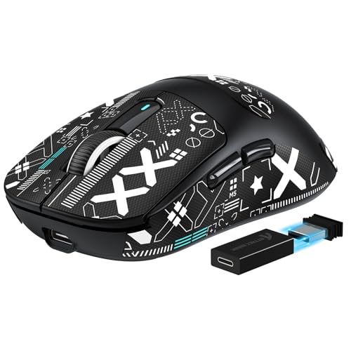 VGN GAME POWER ATTACK SHARK X3PRO 59g SUPERLIGHT Kabellose Gaming-Maus, 4K/8KHz Abfragerate, 26000DPI, PixArt PAW3395, 2.4G/BT5.0/Kabelgebunden, Griptape, Bis zu 200 Std.Akku, G502, PC/Xbox/PS,Schwarz Bild 1