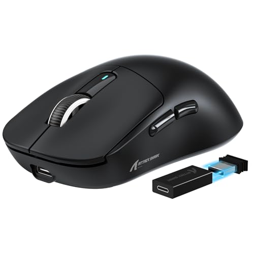 VGN GAME POWER ATTACK SHARK X3PRO 59g SUPERLIGHT Kabellose Gaming-Maus Esports, 4K/8KHz Abfragerate, 26000DPI, PixArt PAW3395, 2.4G/BT5.0/Kabelgebunden, Bis zu 200 Std. Akku, G502, PC/Xbox/PS, Schwarz Bild 1