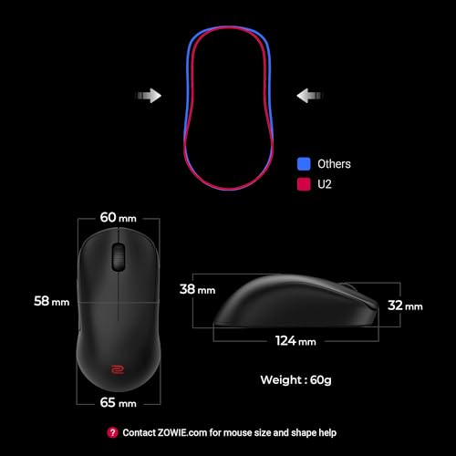 BenQ Zowie U2 Wireless Gaming Maus für Esports, verbesserter Empfänger, 60g leicht, 3200 DPI Sensor, 5 Tasten, 70 Std. Akkulaufzeit Bild 3