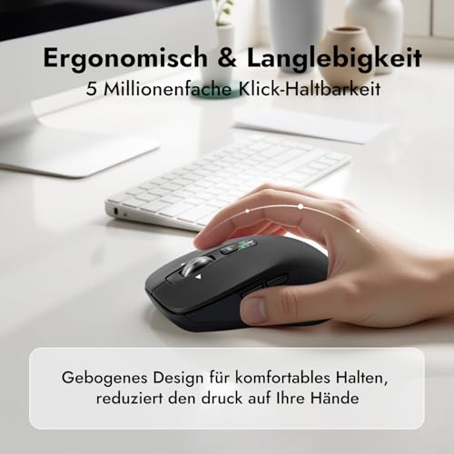 CITLLA Kabellose Maus für Laptop, Multi-Device Bluetooth Maus, 4 DPI Silent Mouse, 4-Wege Scrolling Ergonomisch Mice für Windows, Volle Größe Mäuse für Laptop PC Computer Tabletten Bild 6
