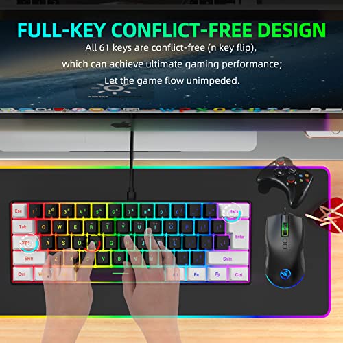 Tastatur und Maus, PC-Gaming-Tastatur, beleuchtete Tastatur, 61 Tasten, Tastatur, Gaming-Zubehör, Tastatur und Maus, Combo Gaming, 61 Tasten, ergonomische Hintergrundbeleuchtung Bild 2