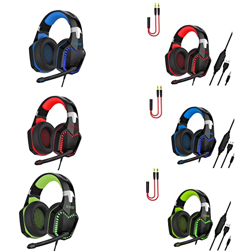 Over-Ear-Gaming-Headset mit LED-Licht-Mikrofon, 3,5-mm-Kopfhörer für PC, Laptop, Spielkonsole, Headset für Laptop Bild 2