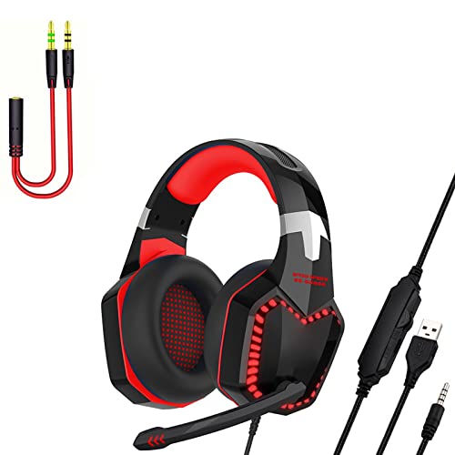 Over-Ear-Gaming-Headset mit LED-Licht-Mikrofon, 3,5-mm-Kopfhörer für PC, Laptop, Spielkonsole, Headset für Laptop Bild 4