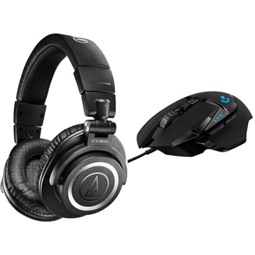 Audio-Technica M50xBT2 Kabelloser Kopfhörer Schwarz & Logitech G502 Hero High-Performance Gaming-Maus mit Hero 25K DPI optischem Sensor Bild 1
