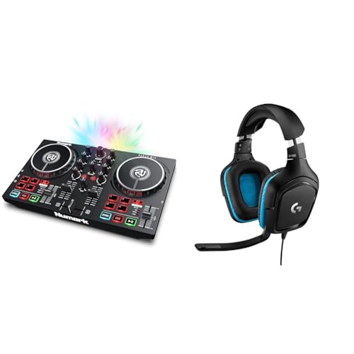 Numark Party Mix II – DJ Controller Pult mit 2 Decks & Logitech G432 kabelgebundenes Gaming-Headset Bild 1