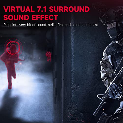 Splendor Kabelgebundenes Gaming-Headset Virtueller 7.1-Surround-Sound 50-mm-Treibereinheit 4 Soundeffektmodi RGB-Lichteffekt,Ergonomisches Design Bild 2