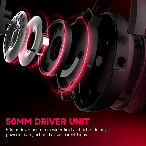 Splendor Kabelgebundenes Gaming-Headset Virtueller 7.1-Surround-Sound 50-mm-Treibereinheit 4 Soundeffektmodi RGB-Lichteffekt,Ergonomisches Design Bild 5
