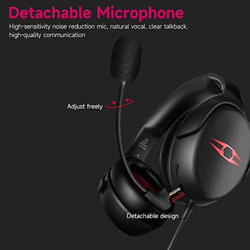 Rise Head-Mounted Gaming Headset 53 mm Treibereinheit 7.1 Virtual Surround Sound Ergonomisches Design Abnehmbares Mikrofon,53-mm-Treibereinheit Bild 6