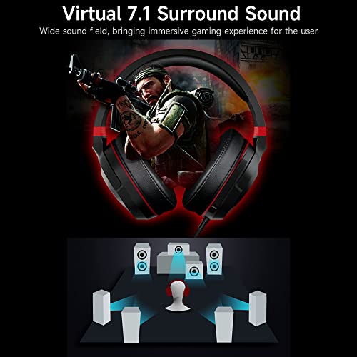 Forge Head-Mounted Gaming Headset 7.1 Virtual Surround Sound 40 mm Treibereinheit RGB-Lichteffekt Ergonomisches Design,7.1 Virtueller Surround-Sound Bild 2