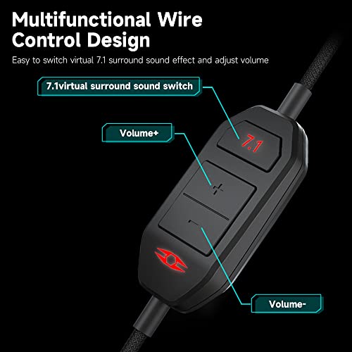 Forge Head-Mounted Gaming Headset 7.1 Virtual Surround Sound 40 mm Treibereinheit RGB-Lichteffekt Ergonomisches Design,7.1 Virtueller Surround-Sound Bild 5