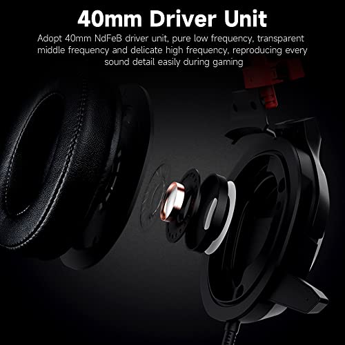 Forge Head-Mounted Gaming Headset 7.1 Virtual Surround Sound 40 mm Treibereinheit RGB-Lichteffekt Ergonomisches Design,7.1 Virtueller Surround-Sound Bild 6