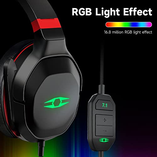Forge Head-Mounted Gaming Headset 7.1 Virtual Surround Sound 40 mm Treibereinheit RGB-Lichteffekt Ergonomisches Design,7.1 Virtueller Surround-Sound Bild 7