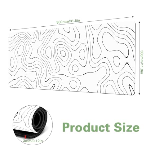 Mauspad Weiß Mousepad XXL Gaming Mauspad rutschfeste Schreibtischunterlage Groß Maus Pad 800 X 300 X 3 mm FPS Mouse Mat Waschbare Schreibtisch Matte für Gaming Büro und Zuhause Bild 2
