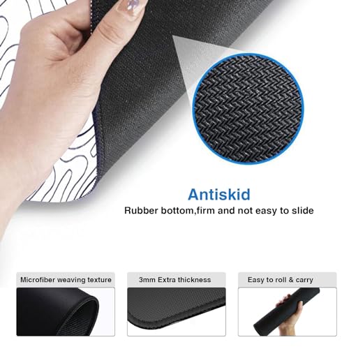 Mauspad Weiß Mousepad XXL Gaming Mauspad rutschfeste Schreibtischunterlage Groß Maus Pad 800 X 300 X 3 mm FPS Mouse Mat Waschbare Schreibtisch Matte für Gaming Büro und Zuhause Bild 4