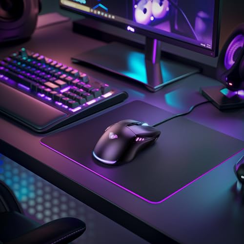 AULA Gaming-Maus, kabelgebundene RGB-Maus mit 13 Hintergrundbeleuchtungsmodi und 6 programmierbaren Tasten, 12800 DPI einstellbare optische PC-Gaming-Maus, Maus, Gamer, Computer-Maus für Laptop, PC, Bild 7