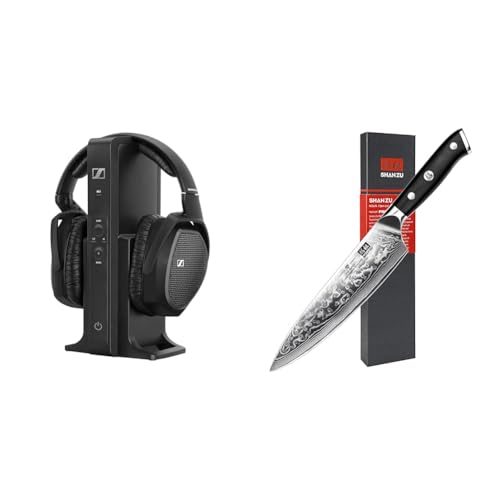 Sennheiser RS 175 Digitaler drahtloser Over-Ear-Kopfhörer & SHAN ZU Damastmesser Kochmesser 67 Schichten Damaststahl Küchenmesser mit G10 Griff 20CM PRO Series Bild 1