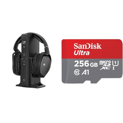 Sennheiser RS 175 Digitaler drahtloser Over-Ear-Kopfhörer & SanDisk Ultra Android microSDXC UHS-I Speicherkarte 256 GB + Adapter Für Smartphones und Tablets Bild 1