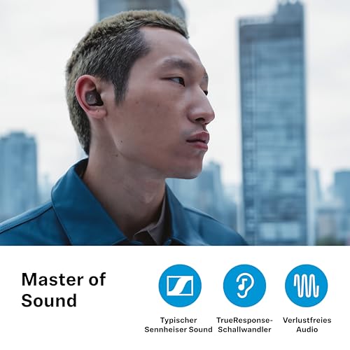 Sennheiser MOMENTUM True Wireless 4, kabellose Bluetooth Kopfhörer, Bluetooth 5.4, Noise Cancelling, komfortables Design, 30 Stunden Akkulaufzeit, adaptives ANC, Auracast, Weiß Silber Bild 3