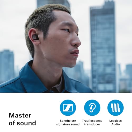 Sennheiser MOMENTUM True Wireless 4, kabellose Bluetooth Kopfhörer, Bluetooth 5.4, Noise Cancelling, komfortables Design, 30 Stunden Akkulaufzeit, adaptives ANC, LE Audio, Auracast, Schwarz Kupfer Bild 3