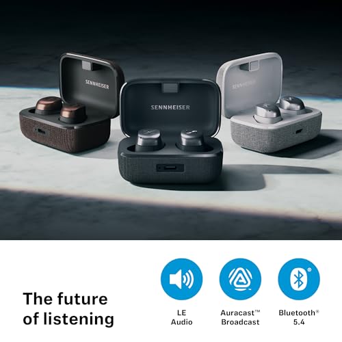 Sennheiser MOMENTUM True Wireless 4, kabellose Bluetooth Kopfhörer, Bluetooth 5.4, Noise Cancelling, komfortables Design, 30 Stunden Akkulaufzeit, adaptives ANC, LE Audio, Auracast, Schwarz Kupfer Bild 5