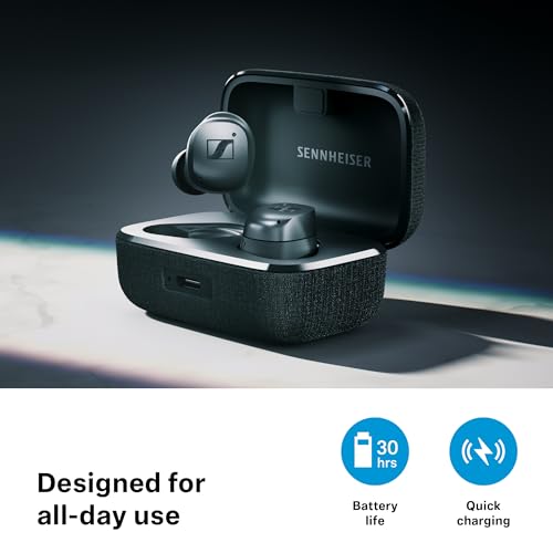 Sennheiser MOMENTUM True Wireless 4, kabellose Bluetooth Kopfhörer, Bluetooth 5.4, Noise Cancelling, komfortables Design, 30 Stunden Akkulaufzeit, adaptives ANC, LE Audio, Auracast, Schwarz Kupfer Bild 6