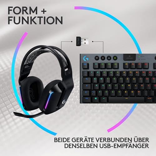 Logitech G733 Lightspeed kabelloses Gaming-Headset mit Blue Vo!ce und G915 TKL Lightspeed kabellose mechanische RGB-Gaming-Tastatur ohne Ziffernblock – PC/Mac - Schwarz Bild 2