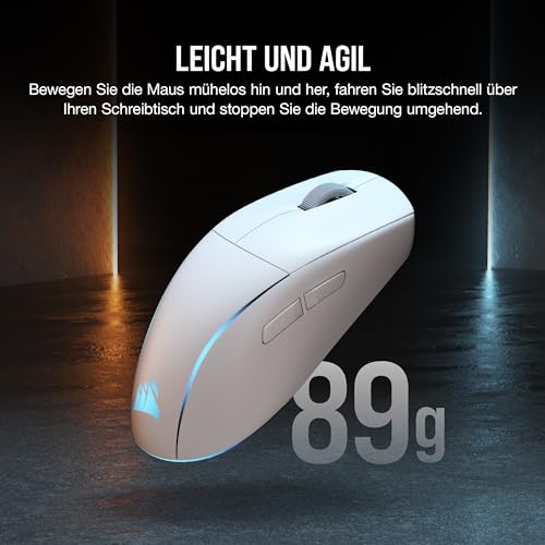 Corsair M75 Wireless RGB Leichte FPS Gaming-Maus – 26.000 DPI – Austauschbare Seitentasten – iCUE-Kompatibel – PC – Weiß Bild 6