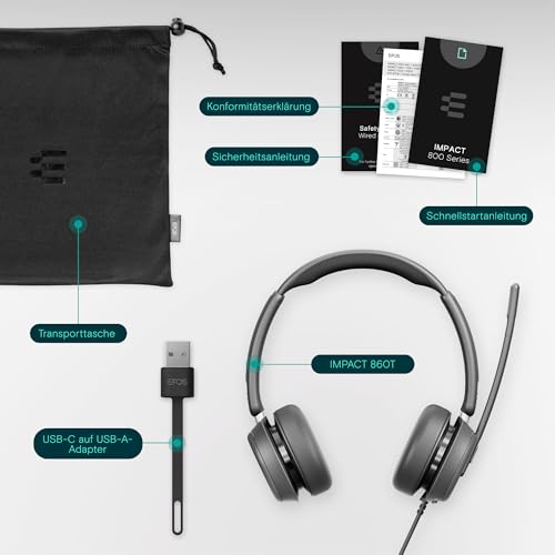 EPOS IMPACT 860T ANC - Doppelseitiges kabelgebundenes Headset mit Active Noise Cancelling, Microsoft Teams zertifiziert, USB-C & USB-A, Super Wideband, ideal für Büroanrufe, Zoom, Home & Hybrid Work Bild 5