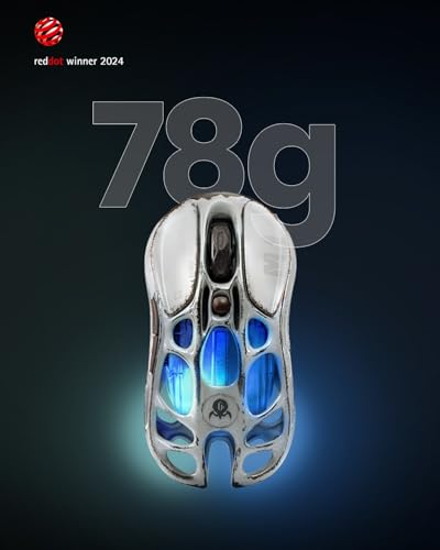 GravaStar Mercury M1 Pro Gaming-Maus, MMO-Computer-Gaming-Mäuse mit 4K-Empfänger, 26.000 DPI, 88 g leichtes ausgehöhltes Design, 5 programmierbare Tasten, 5 dynamische Lightsync-RGB-Modi, Silver Mist Bild 6