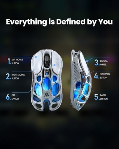 GravaStar Mercury M1 Pro Gaming-Maus, MMO-Computer-Gaming-Mäuse mit 4K-Empfänger, 26.000 DPI, 88 g leichtes ausgehöhltes Design, 5 programmierbare Tasten, 5 dynamische Lightsync-RGB-Modi, Silver Mist Bild 7