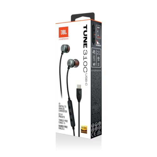 JBL Tune 310 C Kopfhörer – Kabelgebundene In-Ear-Kopfhörer mit JBL Pure Bass Sound, Mikrofon und USB-C-Anschluss – Schwarz Bild 5