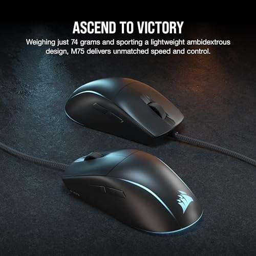 Corsair M75 Wired RGB Lightweight FPS Gaming Mouse - 26.000 DPI - Swappable Side Buttons - PC - Black Bild 2