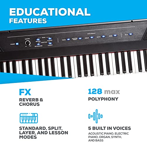 Alesis Recital - E Piano 88 Tasten für Einsteiger mit Halbgewichteten Volle Größe Klavier & Logitech G432 kabelgebundenes Gaming-Headset Bild 4