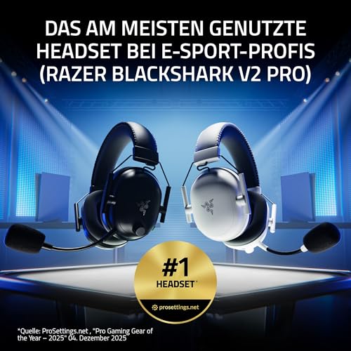 Razer BlackShark V2 Pro (Playstation) - Kabelloses Konsolen E-Sport Headset für PS5 (Triforce 50mm Treiber, HyperSpeed Wireless, FPS-Audioprofile, abnehmbares HyperClear Mikrofon) Schwarz Bild 2