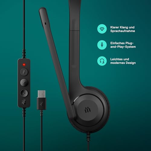 EPOS C1 Professionelles Business-Headset mit USB-A-Schnittstelle, Überlegenes Rauschunterdrückendes Mikrofon, Chrome-Zertifizierung - Bequeme Passform, Langlebigkeit, Connect Integration, Gott, Black Bild 3
