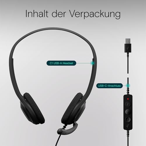 EPOS C1 Professionelles Business-Headset mit USB-A-Schnittstelle, Überlegenes Rauschunterdrückendes Mikrofon, Chrome-Zertifizierung - Bequeme Passform, Langlebigkeit, Connect Integration, Gott, Black Bild 5