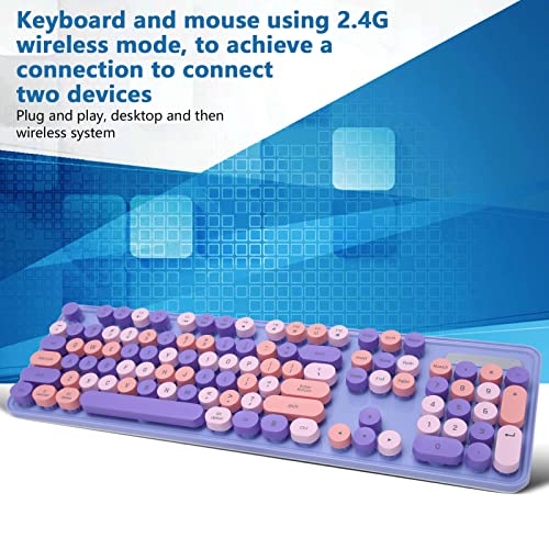 RajoNN Maus-, Tastatur- und Maus-Kombination, 3 DPI einstellbar, 2,4 G Wireless-Modus für Gaming (gemischte Farbe Lila) Bild 2