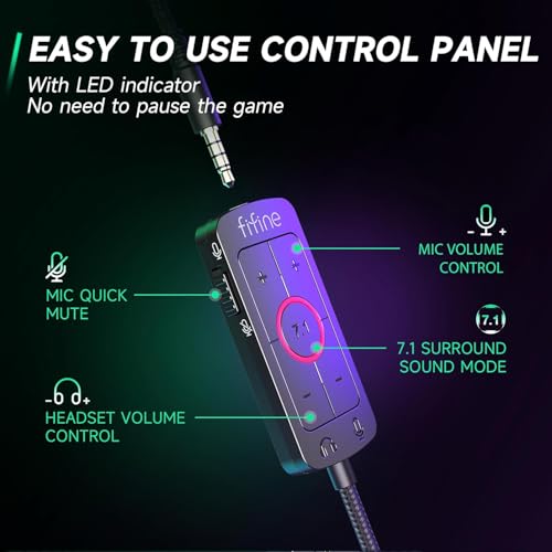 FIFINE Gaming Headset und USB Mikrofon, PC Microphone mit Mikrofon Ständer und Over Ear Kopfhörer mit USB & 3,5 mm Kabel, für Podcast Streaming Studio Mac PS4 PS5 Xbox Switch (A6V+H9) Bild 5