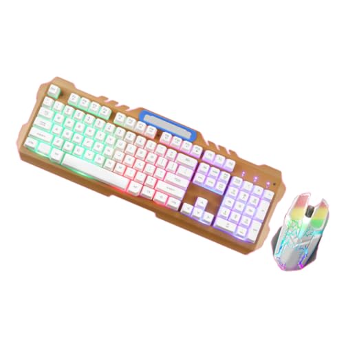 HEMOTON 1 Satz kabelgebundene Tastatur mit Hintergrundbeleuchtung mechanische Tastatur Computertastaturen Computermaus Gaming-Tasten Bequeme Maus USB Klaviatur Knopf t21 Weiß Bild 1